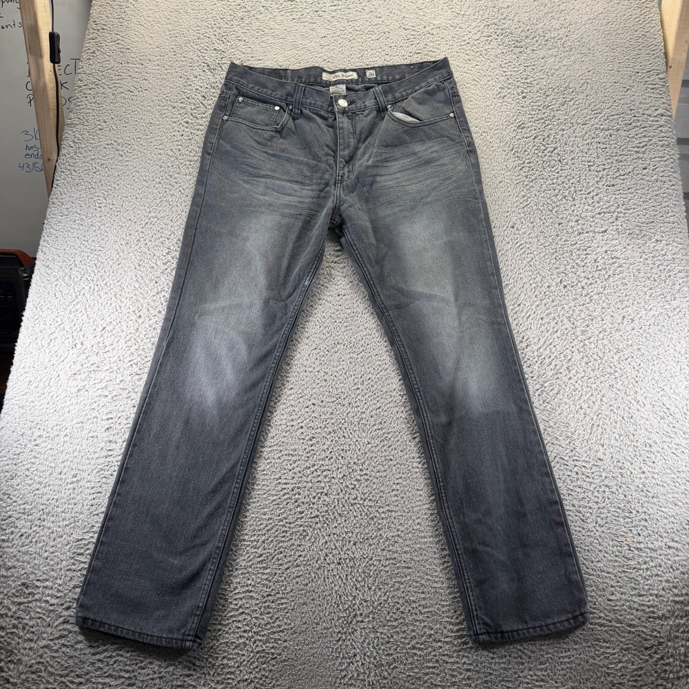 Old Skool‎ Jeans Mens 36x32 Gray Cotton Denim Straight Leg Workwear Travel Faded